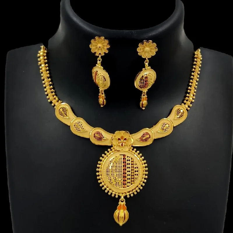 Onyx stone necklaces-Pari Art Jewellery Forming Gold Necklace Set