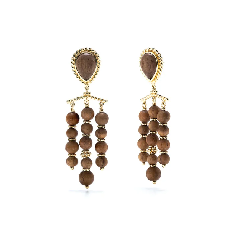 Wide statement earrings-Capucine De Wulf Earth Goddess Chandelier Earrings in Teak