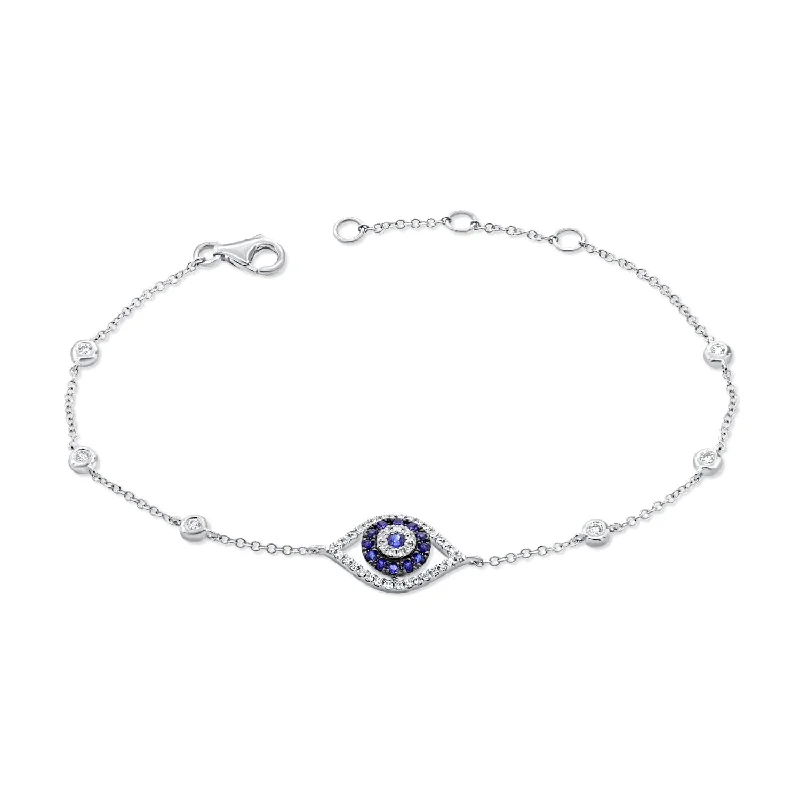 Sleek form bangles-14k Gold Sapphire & Diamond Evil Eye Bracelet