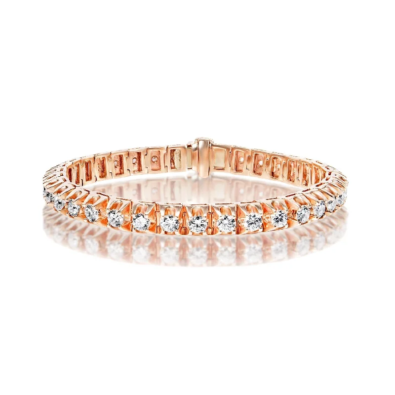 Fox motif bangles-Miranda 11 Carat Round Brilliant Single Row Diamond Tennis Bracelet in 14k Rose Gold