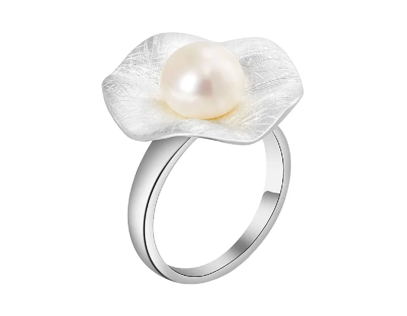 Fiber edge rings-Pearl Lotus Leaf Ring