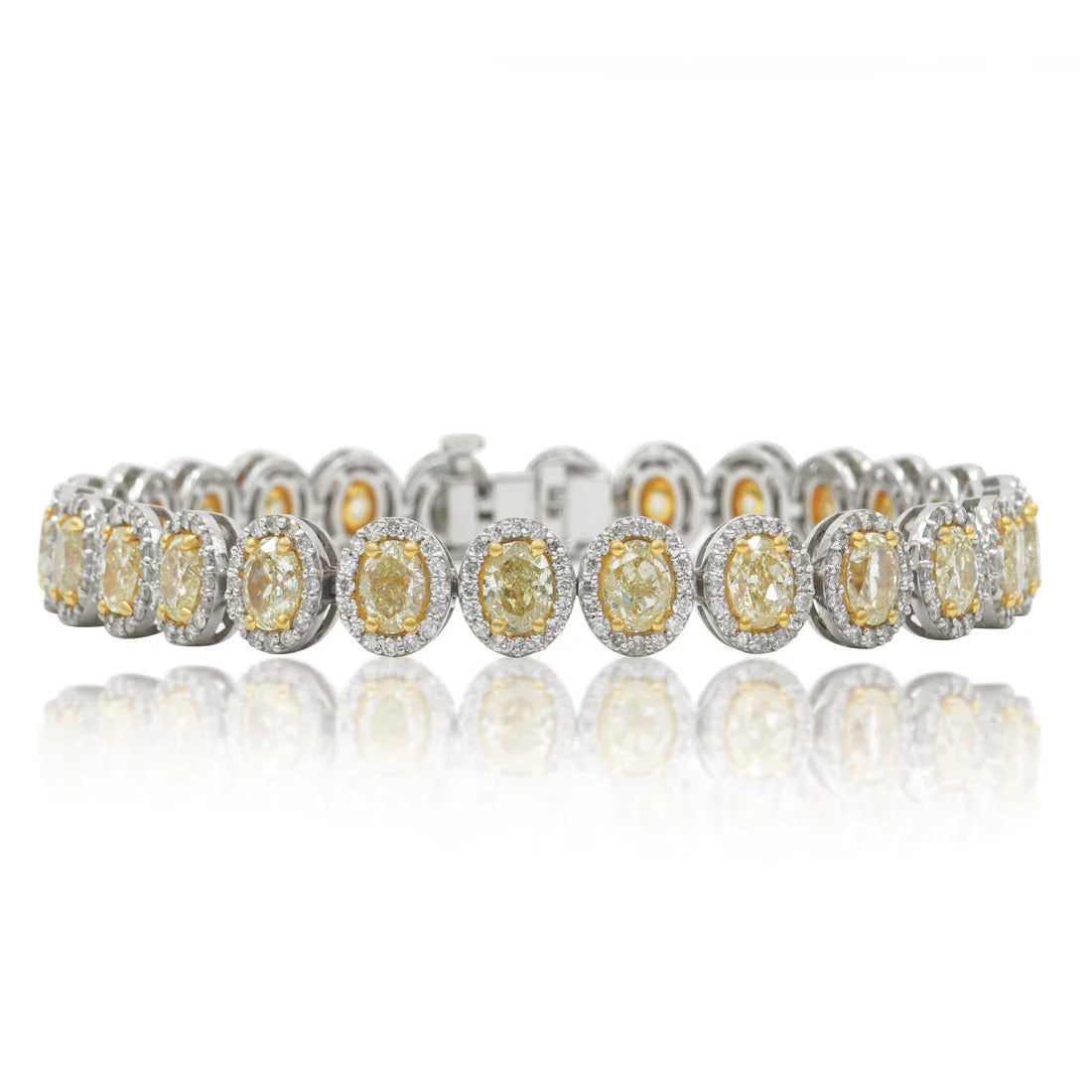 Stellar charm bangles-Xanthe 16 Carats Oval Cut Fancy Yellow Diamond Bracelet in 14K White Gold