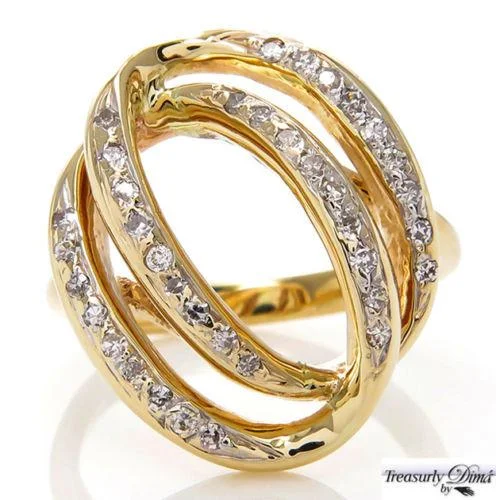 Victorian style rings-0.50CT ESTATE VINTAGE DIAMOND RIGHT HAND FASHION SWIRL 14K YELLOW GOLD RING