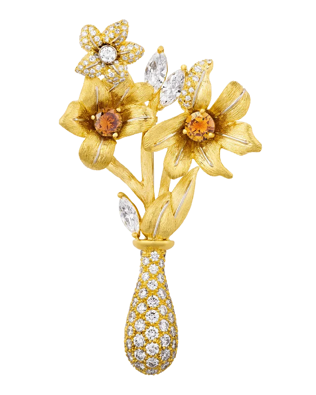 Retro deco brooch-Henry Dunay Diamond Floral Brooch