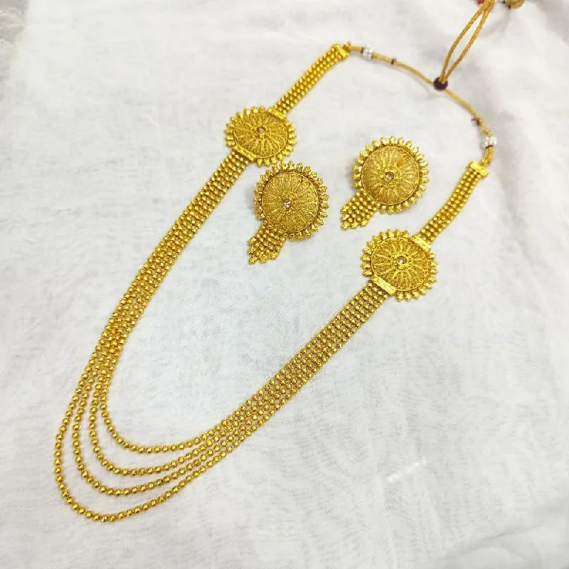 Oval shape necklaces-Akruti Collection Gold Plated Long Necklace Set