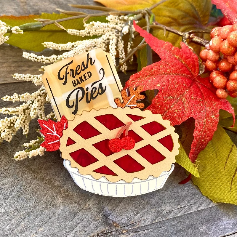 Sculptural floral brooch-Fresh Baked Cherry Pie Brooch