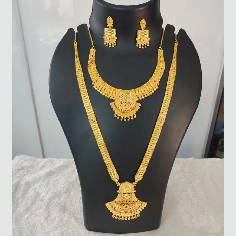 Square shape necklaces-Pari Art Jewellery Forming Gold Double Necklace Set