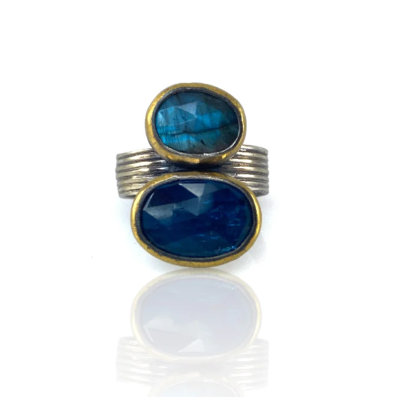 Plaited design rings-Two Toned Blue Ring