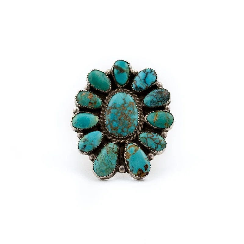 Topaz stone rings-1970s Cluster Turquoise Ring