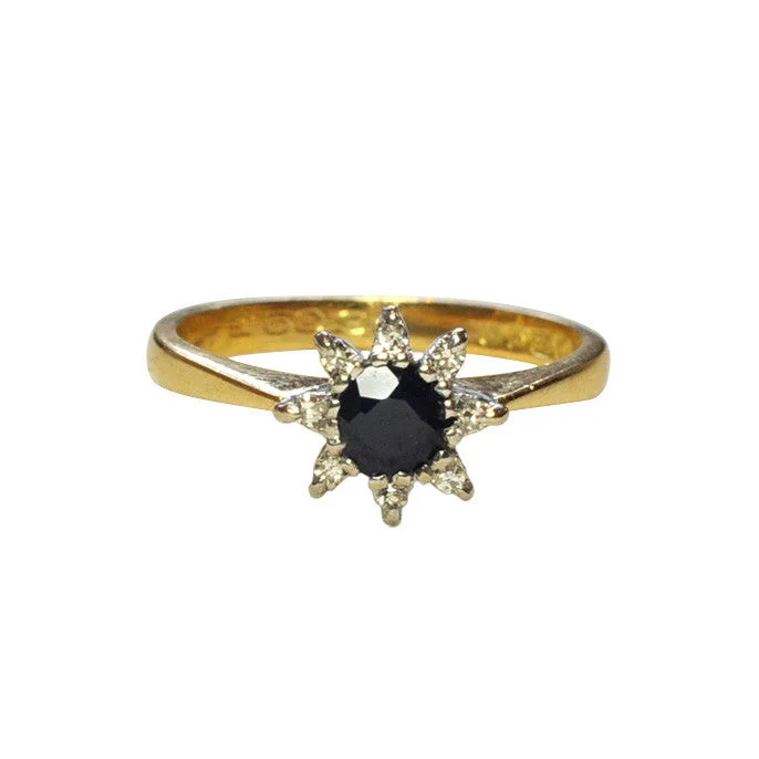 Silk cord rings-Diamond & Sapphire Star Ring