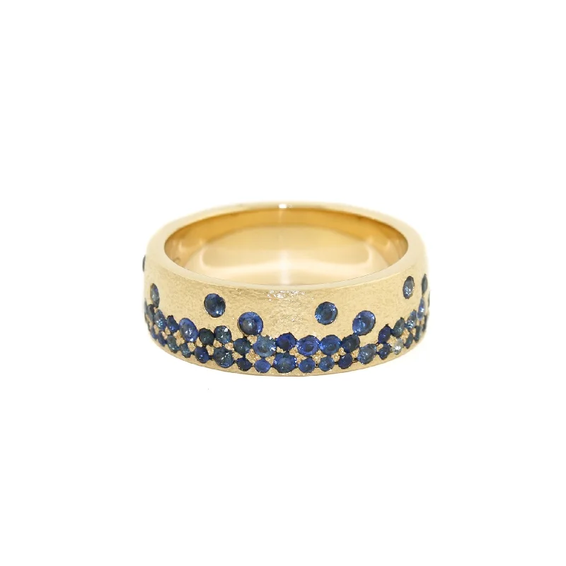 Thai style rings-14k x 7mm Royal Blue Sapphire Kaleidoscope Confetti Band