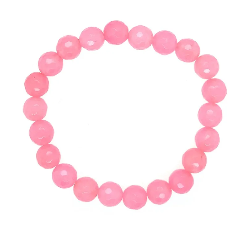 Luxe stone bangles-Dee Berkley 8mm Faceted Rose Quartz Beaded Bracelet