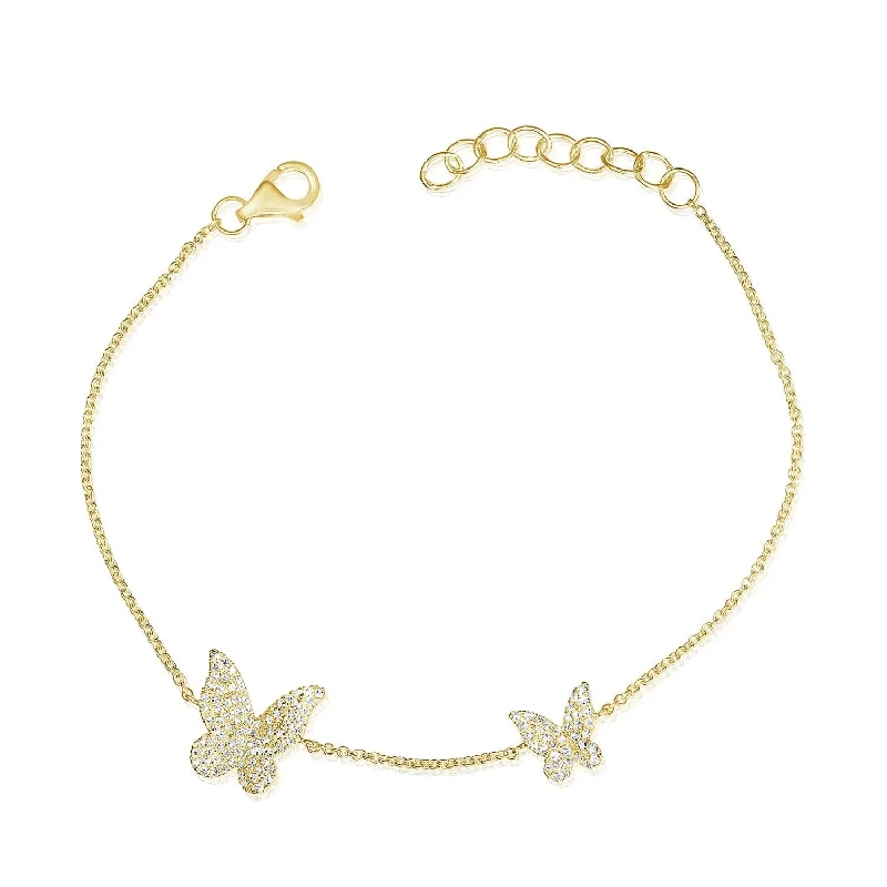 Round gem bangles-14k Gold & Diamond Butterfly Bracelet