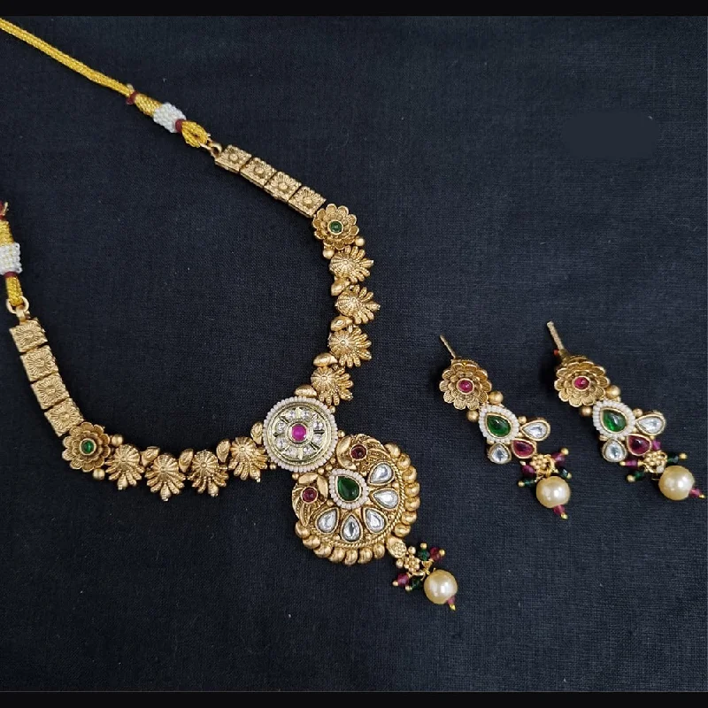 Cotton braid necklaces-Lucentarts Jewellery Gold Plated  Meenakari Necklace Set