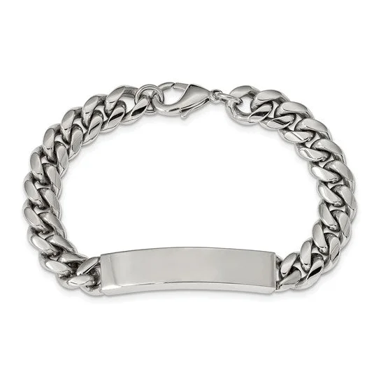 Onyx gem bangles-Stainless Steel Polished Curb Chain 8.25 inch ID Bracelet