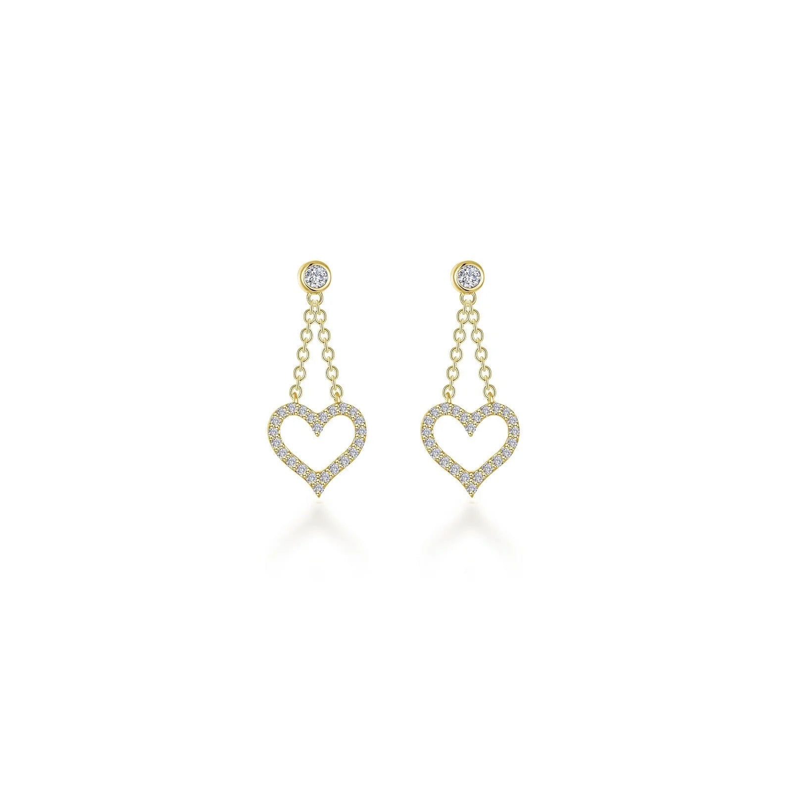 Quirky pair earrings-Lafonn Simulated Diamond Cut-Out Heart Dangle Earrings E0616CLG00