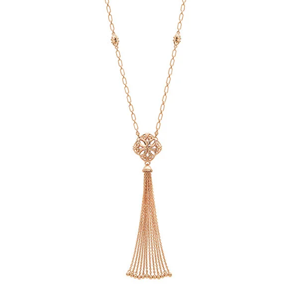 Aged charm necklaces-Tassel Necklace - 18K Rose Gold Vermeil