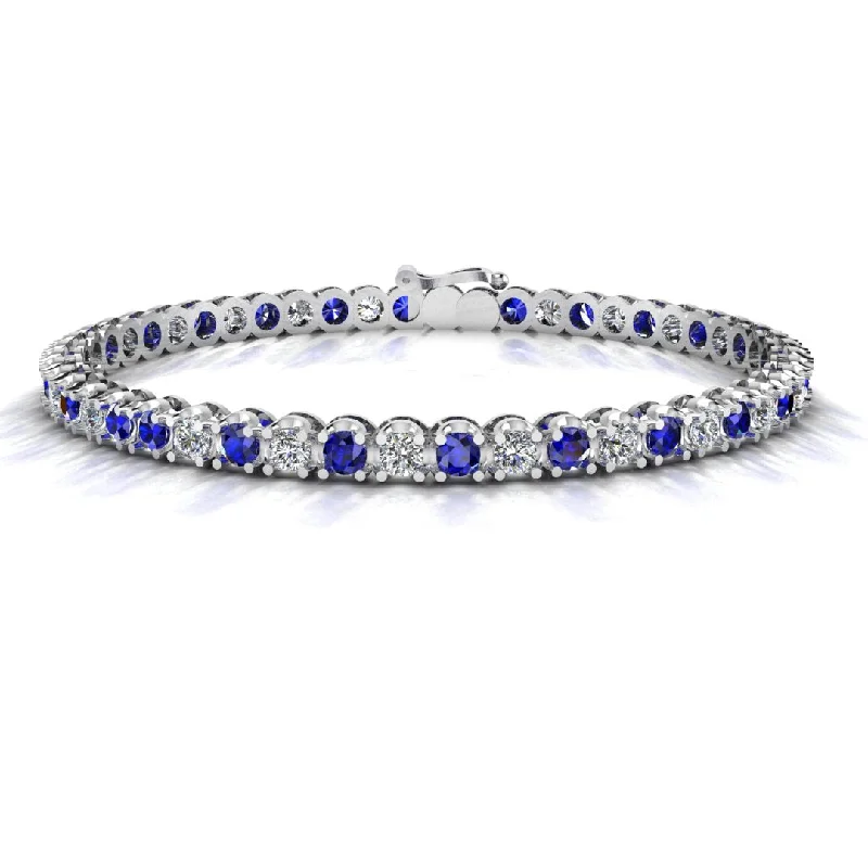 Frosted bead bangles-Round Brilliant Diamond and Sapphire Bracelet BR45558DS