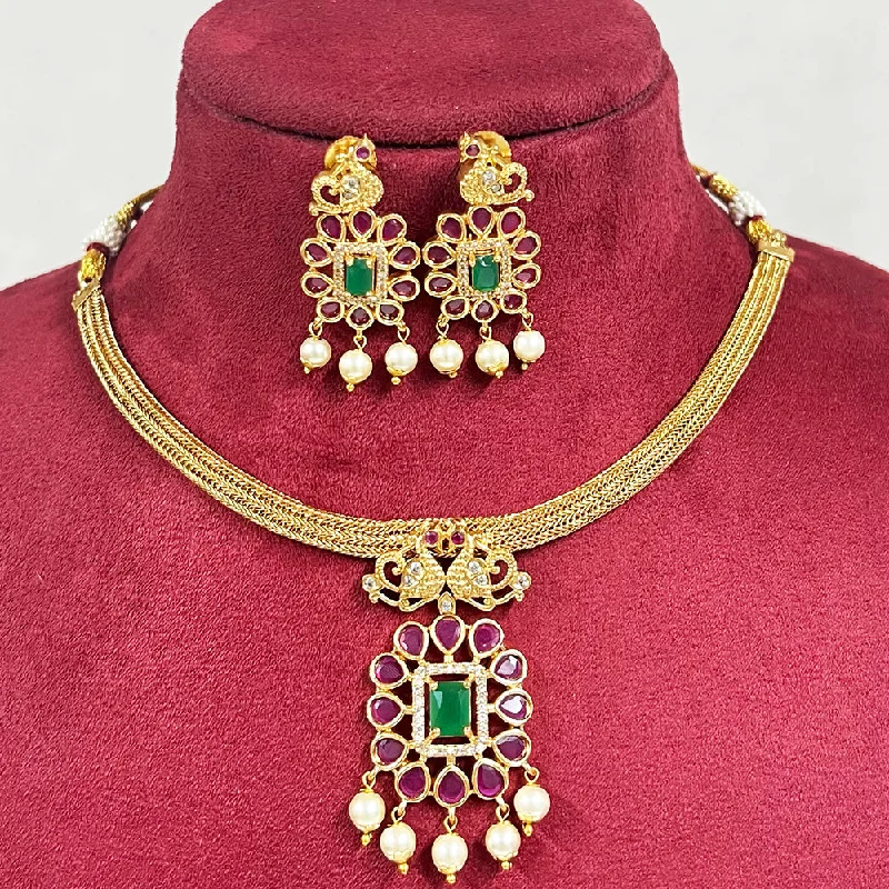 Vibrant enamel necklaces-Diksha Collection Gold Plated Necklace Set