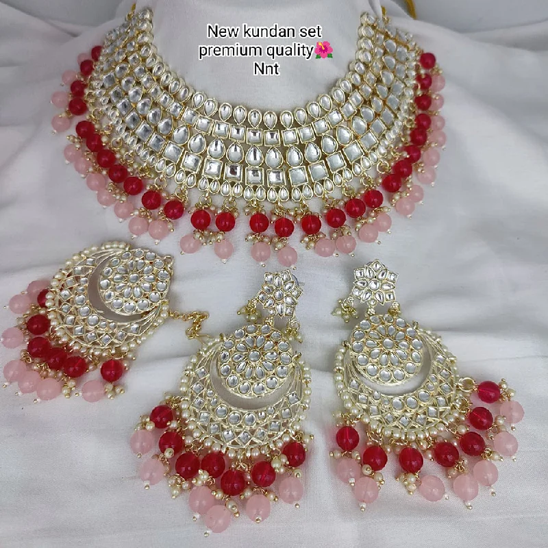 Warm wood necklaces-Lucentarts Jewellery Gold Plated Kundan Necklace Set