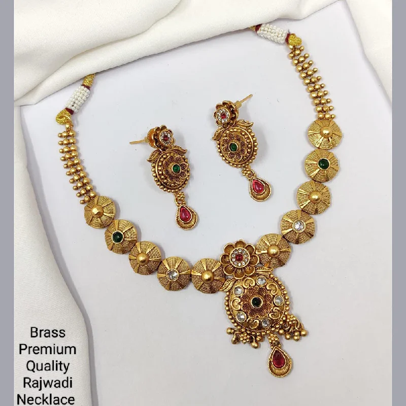 Citrine necklaces-Manisha Jewellery Gold Plated Pota Stone Necklace Set