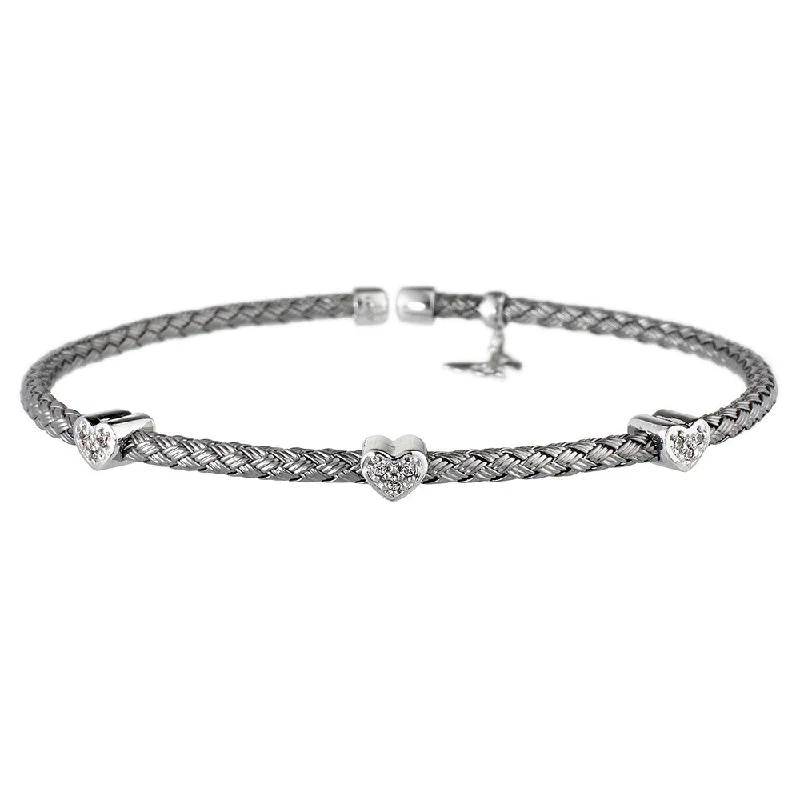 Astro charm bangles-Oxidised Bracelet 5 CZ