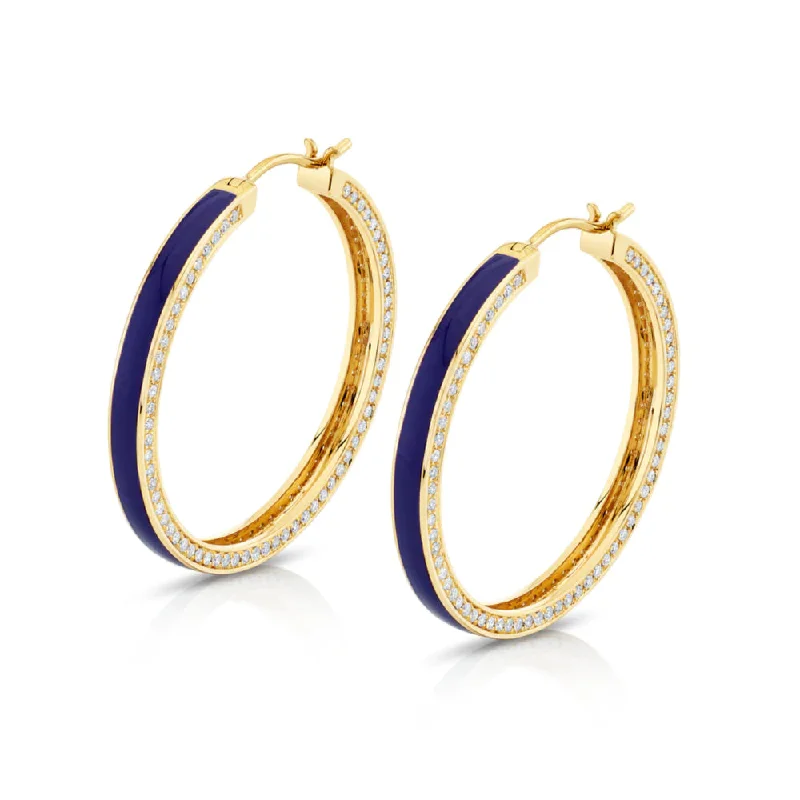 Bold druzy earrings-Michael M 14k Chroma Pave Edge Hoop Earrings