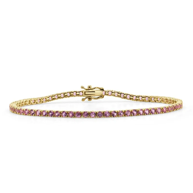 Tiny pearl bangles-14k Gold & Pink Sapphire Tennis Bracelet