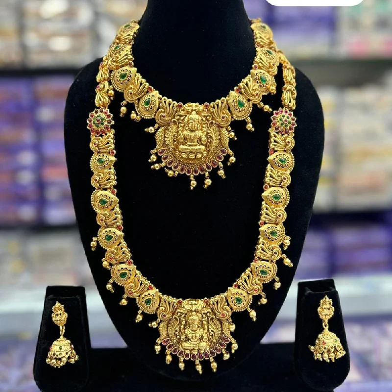 Tide shape necklaces-Manisha Jewellery Pota Stone Temple Necklace Set