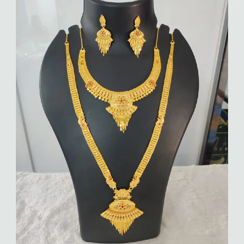 Tie-style necklaces-Pari Art Jewellery Forming Gold Double Necklace Set