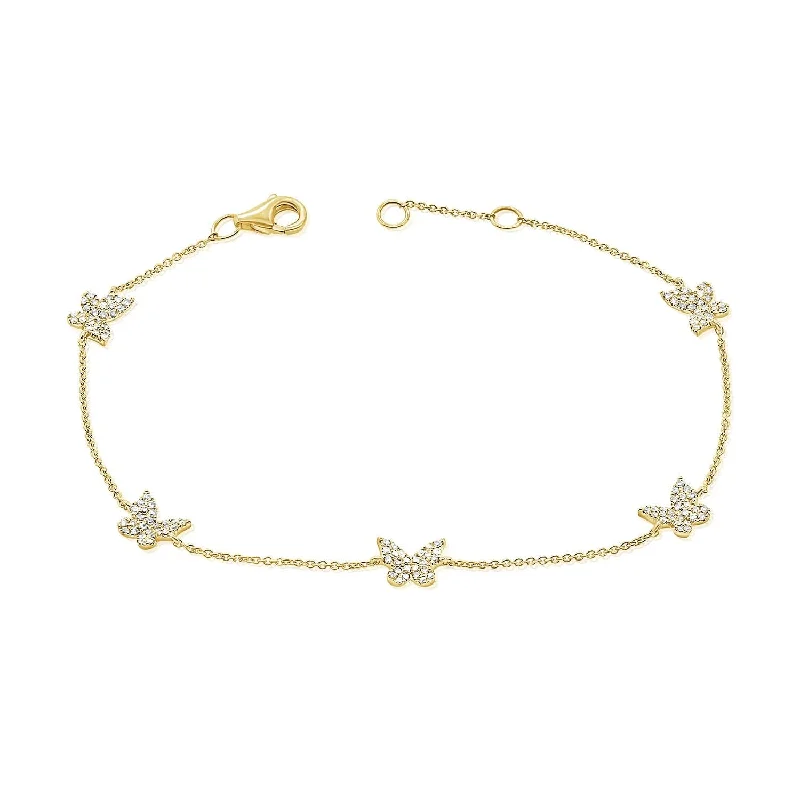 Worn clasp bangles-14k Gold & Diamond Butterfly Bracelet