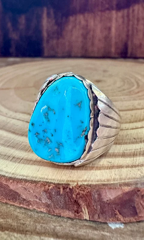 Silk thread rings-ALVERY SMITH NAVAJO Blue Turquoise Ring  • Size 12