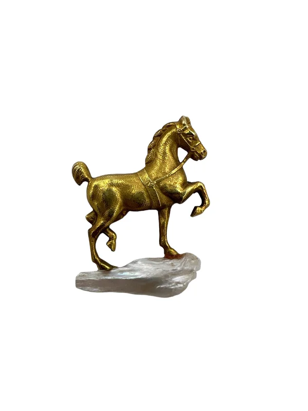 Sleek rose brooch-Art Nouveau Yellow Gold Horse On A Pearl Rock Brooch Circa 1900