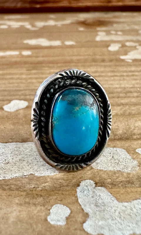 Radiant star rings-OCEAN VIEW Sterling Silver & Turquoise Ring, Native American Style Jewelry • Size 7