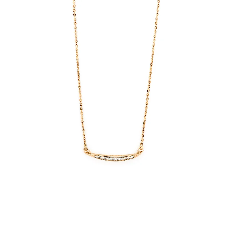 Mystic eye necklaces-Crescent Pavé Necklace Medium - 18K Rose Gold Vermeil + CZ Blanc