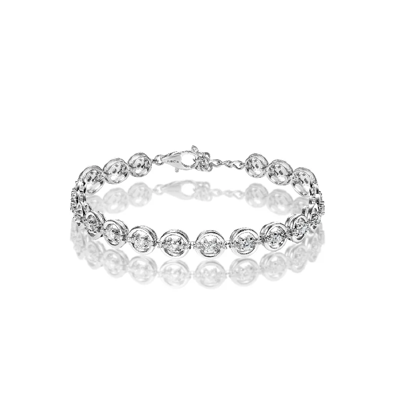 Vivid diamond bangles-Kaliyah 2 Carat Round Brilliant Single Row Diamond Bracelet in 18k White Gold By Mike Nekta