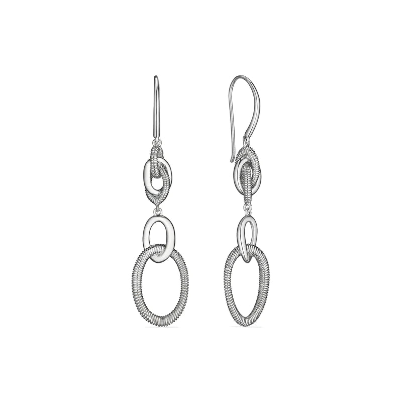 Warm wood earrings-Judith Ripka SS Eternity Interlocking Knot Double Drop Hoops Earrings