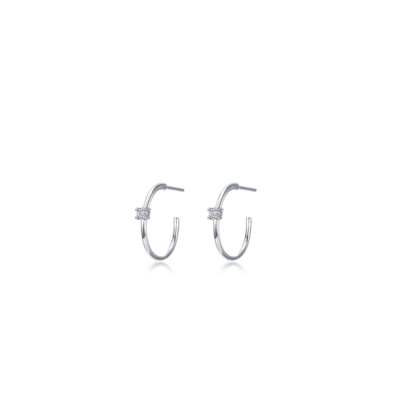 Solid bar earrings-Lafonn Simulated Diamond 15mm High Polished Hoop Earrings E0628CLP00