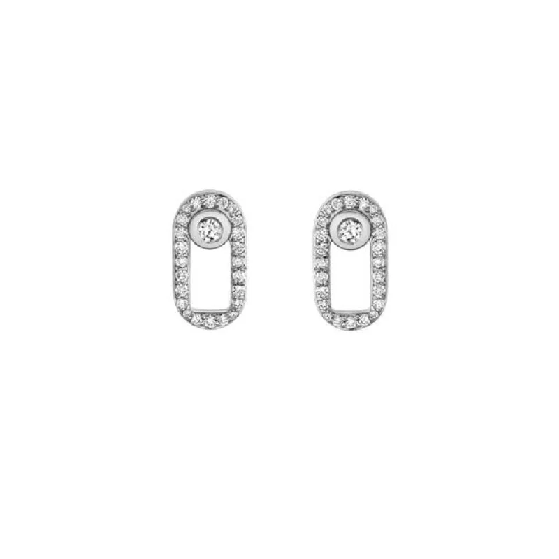 Victorian charm earrings-14K White Gold Diamond Pave Stud Earrings