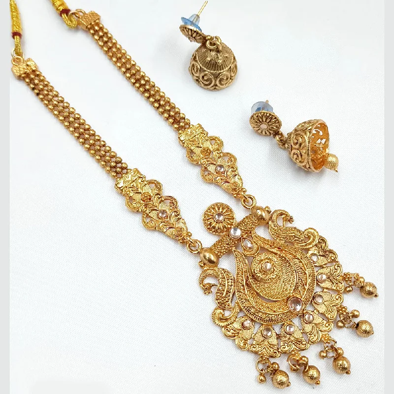 Agate stone necklaces-Padmawati Bangles Gold Plated Pota Stone Necklace Set