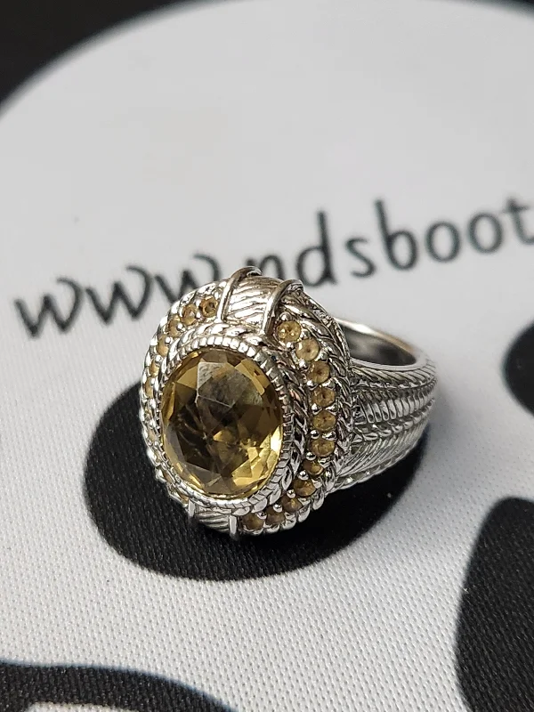 Stretch open rings-.925 Sterling Silver Judith Ripka Citrine Ring (Sz 7)