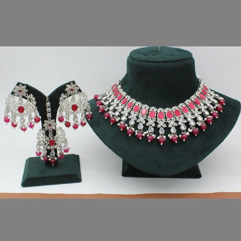 Polished bead necklaces-Manisha Jewellery Silver Plated Necklace Set