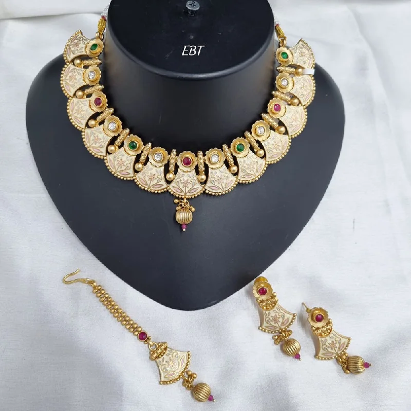 Sapphire gem necklaces-Lucentarts Jewellery Gold Plated Meenakari Necklace Set