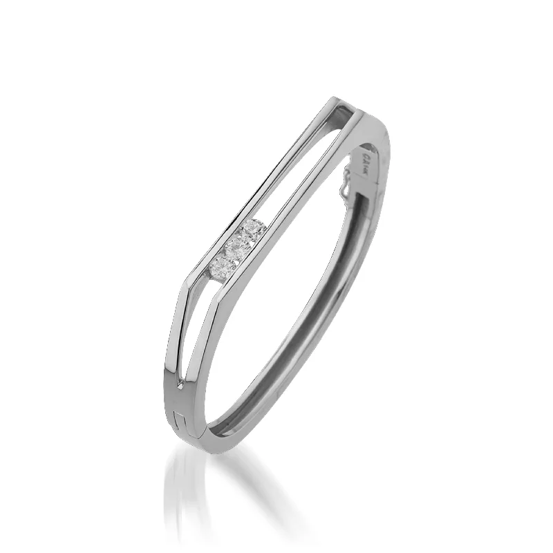 Astro theme bangles-Lines 1.00 Carat Diamond Hinged Bracelet