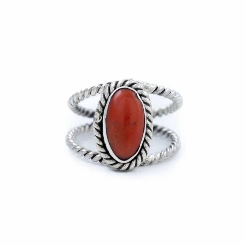 Dusk gothic rings-Bright Red Coral Ring