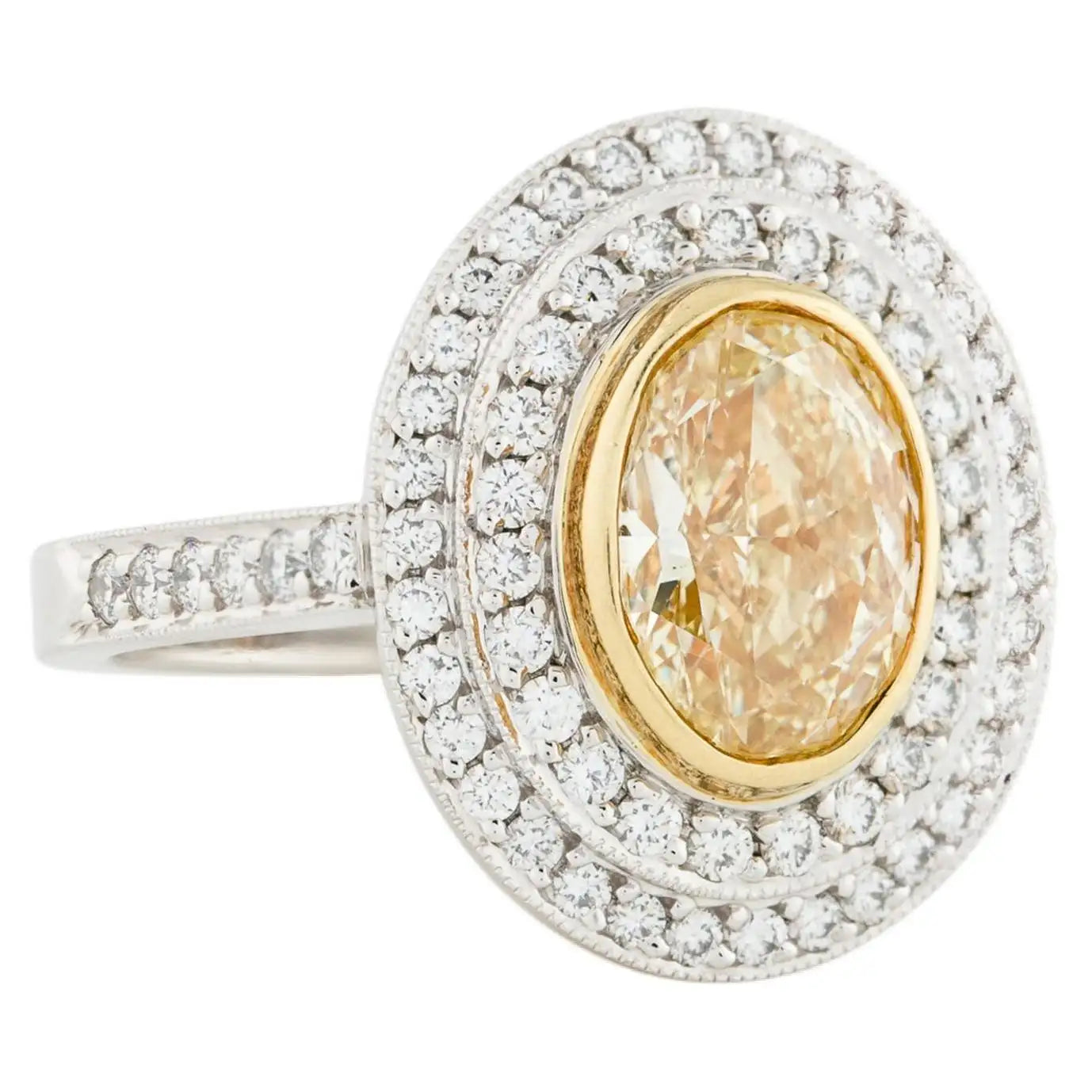 Warm clay rings-Oval Yellow Diamond Ring