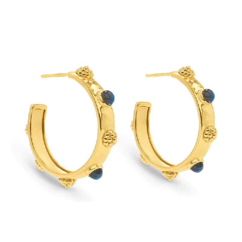 Oval dangle earrings-Capucine de Wulf Cleopatra Hoop Earrings- Hammered Gold/Blue Labradorite