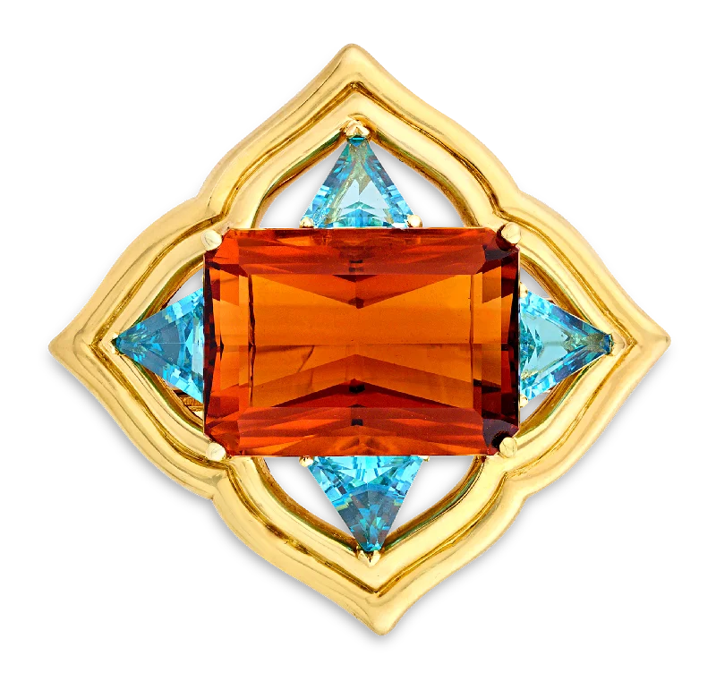 Multi-gem brooch-Ron McNamer Citrine and Topaz Brooch