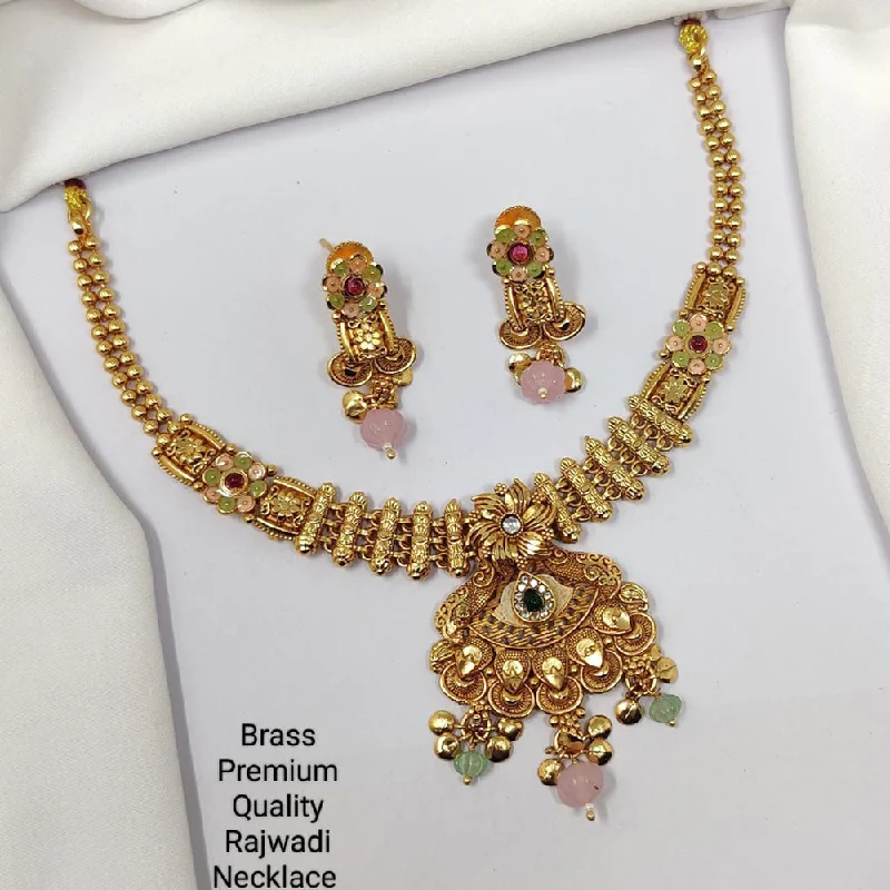 Bright stone necklaces-Manisha Jewellery Gold Plated Pota Stone Necklace Set