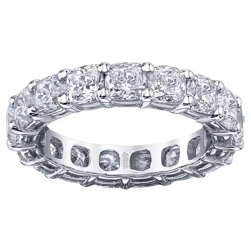 Multi-stone rings-Cushion Cut Diamond Eternity Band in Platinum 5.89 Carats